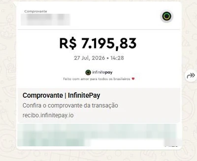 Comprovante de venda de R$ 7.195,83